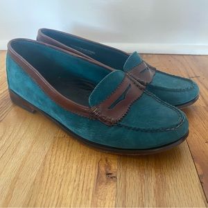 Bass Weejun teal Suede penny loafers women’s size 9.5